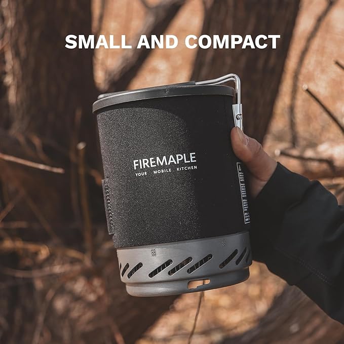 Fire-Maple Fixed Star 1 Pro Camping Stove System, Upgraded Handle, 19.6oz | 30% Faster Boil with HX Base, Piezo Ignition, Locking Handle, All-in-One, Portable, Compatible with Most Canisters