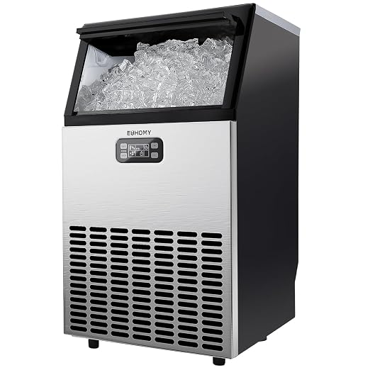 EUHOMY Commercial Ice Maker Machine, 150lbs/24H Stainless Steel Under Counter ice Machine with 33lbs Ice Storage Capacity, Freestanding Ice Maker