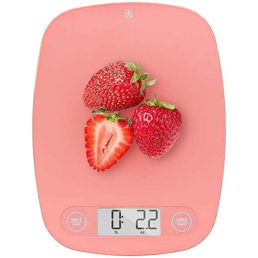 Greater Goods Food Scale – Digital Kitchen Scale, 1g Precision, Easy-Tare & Quick Conversion, Slim Compact Design, Durable & Portable | Ideal for Cooking, Baking & Meal Prep (Coral Pink)