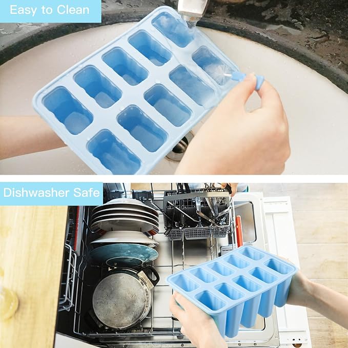 Popsicle Molds, 10 Pieces Silicone Popsicle Molds with Sticks BPA Free Ice Pop Molds Reusable Easy Release Ice Popsicle Maker, Blue