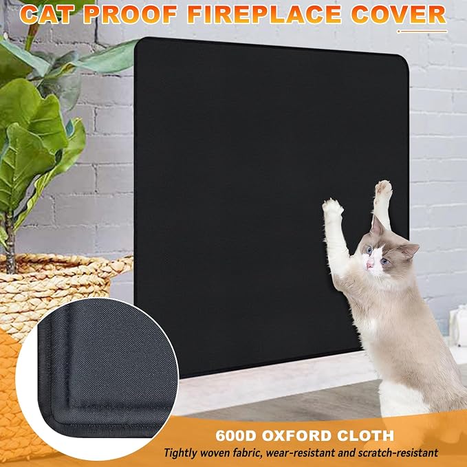 Fireplace Cover, Draft Stopper for Brick Fireplace, Fireplace Flue Blocker, Indoor Fireplace Blanket for Heat Loss, Winter and Summer, Black, 36x30 Inches