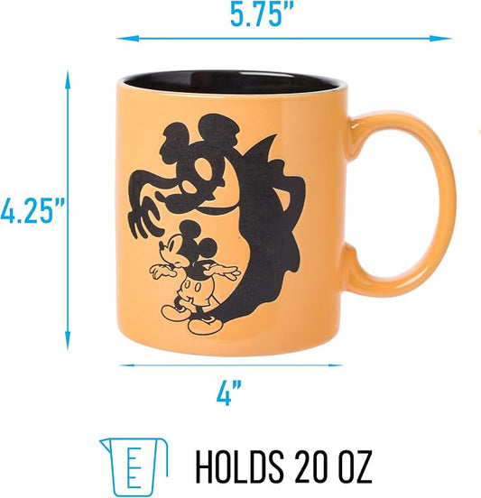 Silver Buffalo Disney Mickey Mouse Halloween Spooky Ghost Shadow Wax Resist Ceramic Mug, 20 Ounces