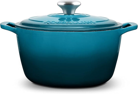 Enameled Cast Iron Round Dutch Oven - Parent (7.4Q (7L), Ocean Blue)