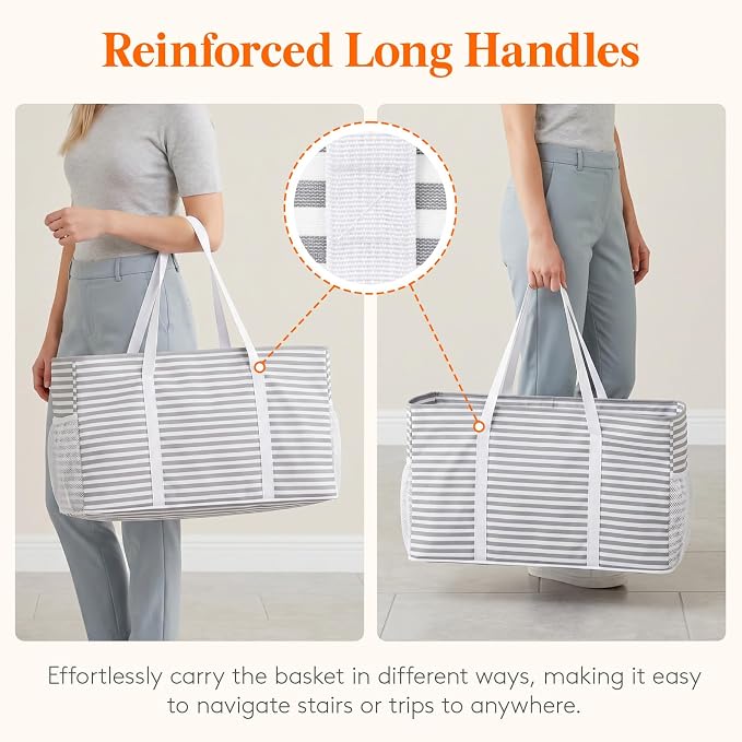 Lifewit Extra Large Tote Bag, Reusable Grocery Bags with Metal Wire Frame and Handles