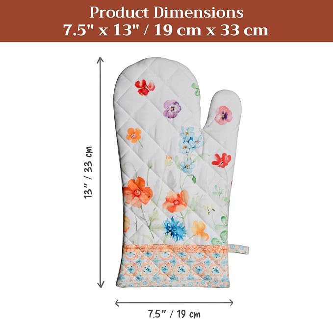 Maison d'Hermine Oven Gloves 100% Cotton Oven Mitt (7" x 13", Pack of 1) | With Loop Heat Resistant BBQ Cooking Gloves Baking Grilling Kitchen Handling Hot Pans Spring Summer - Summer Whisper