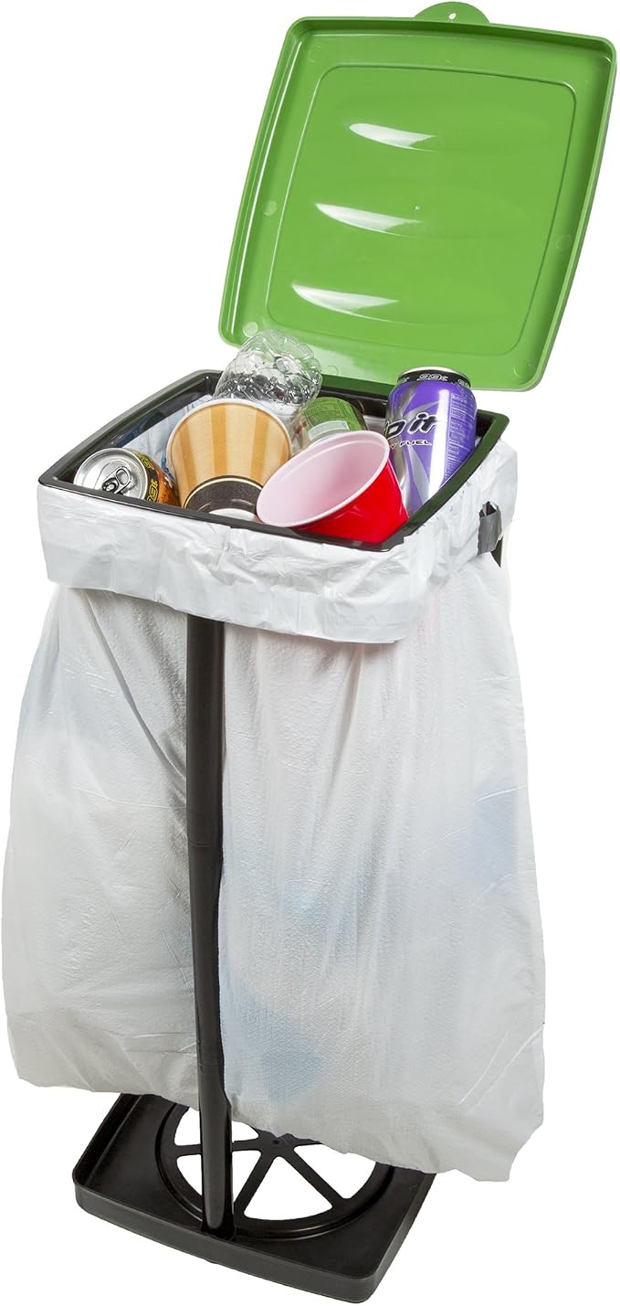 Portable Trash Bag Holder – Collapsible 13-Gallon Garbage Bin for Indoor/Outdoor Use, Camping, Recycling, and Parties – Durable Plastic Trash Can by Wakeman Outdoors (Green)