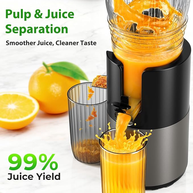 Godspeeds Juicer Machines, 5.8" Large Feed Chute Cold Press Juicer | For Whole Fruits & Vegetables, Easy to Clean Design, High Juice Yield Slow Masticating Juicer for Home Daily Wellness