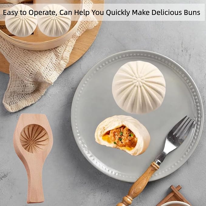 Wooden Bao Bun Maker,Baozi Maker Machine,Wooden Steam Bun Mold,This Kitchen Appliances And Gadgets Is the Best Gift for Asian Food Enthusiasts And Dumpling Maker (Steamed Bun B)