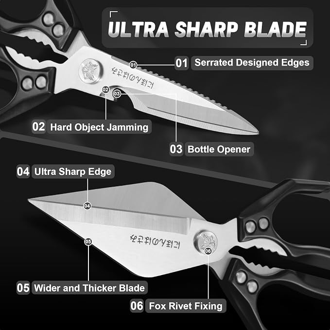 Heavy Duty Poultry Shears Set for Chicken, Meat & Seafood | Multi-Use Kitchen Scissors, Durable Metal Construction, Ergonomic Handle, Easy Clean, Thoughtful Kitchen Gifts