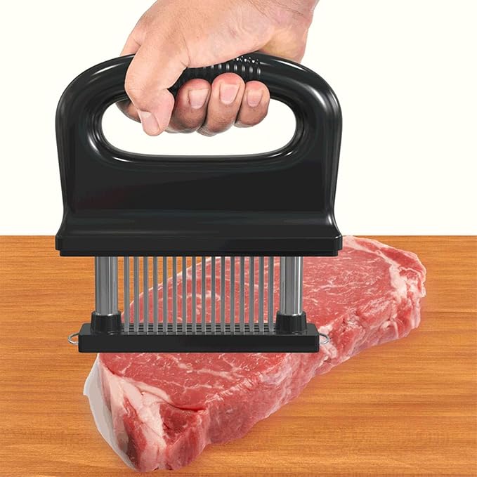 Meat Tenderizer, with 48 Stainless Steel Ultra Sharp Needle Blades | Hand Held Meat Tenderizer Needle, Kitchen Cooking Tool Best Makes Steak & Chicken Tender - No More Hammer, Meat Pounder
