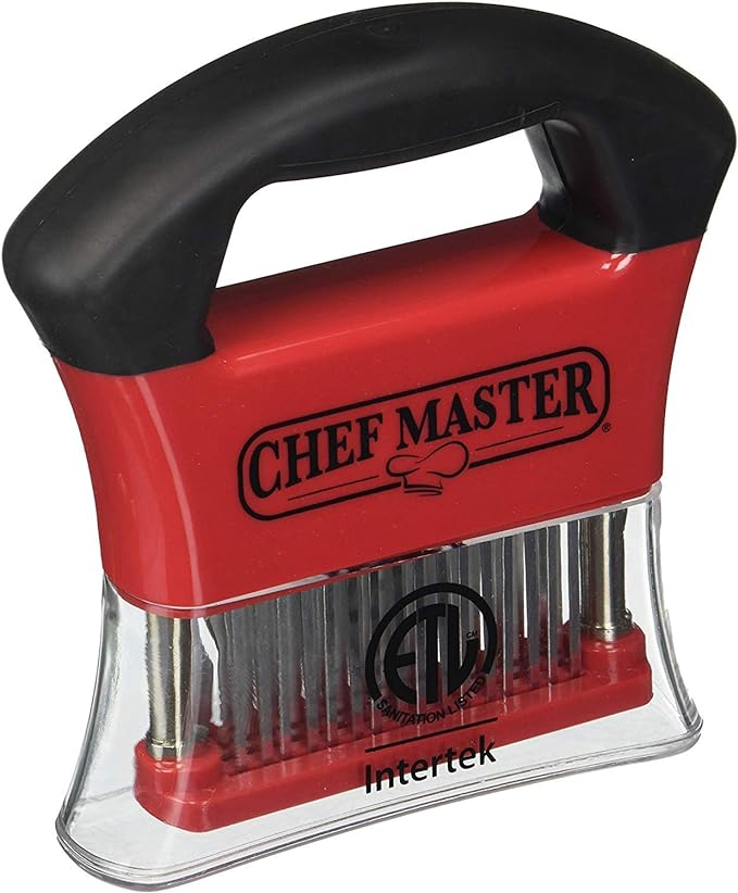 Chef Master Meat Tenderizer Tool - Handheld Meat Tenderizer Machine with Stainless Steel Needle-Blades - Sharp for Steak, Beef, Chicken, Turkey, Pork, Fish - Professional Kitchen Cooking Equipment