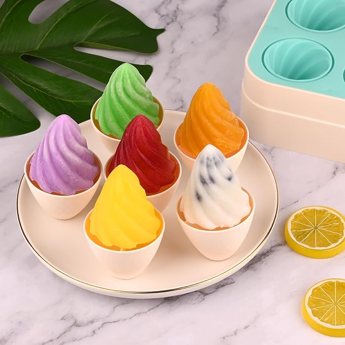 WMKGG Popsicles Molds, 6 PCS 2oz Cone Shape Ice Pop Mold, Silicone Ice Cream Moulds, Easy Release, Mini Popsicle Mould(Green)