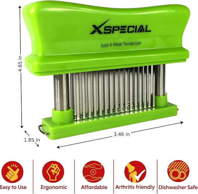 Toughest Meat Tenderizer Tool, 48 Needle Stainless Steel, Easy to Clean | Kitchen Gadgets Transform Hard & Cheap Cuts into Buttery Goodness Without Meat Mallet Crushing, Easy to Use, Dishwasher-Safe