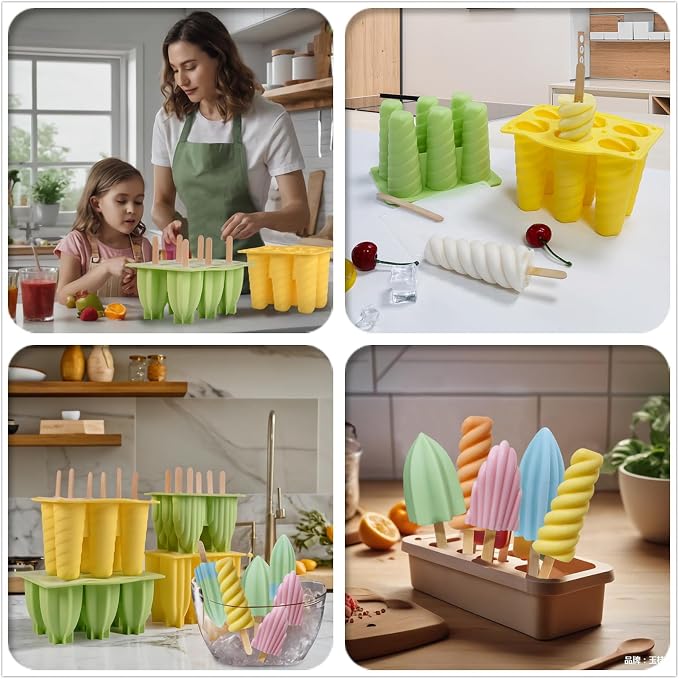 Silicone Popsicle Mould With Lid,Popsicle Molds 6 Pieces Ice Pop Molds BPA Free Popsicle Mold Reusable Easy Release Ice Pop Make Homemade children DIY ice cream food grade Mold (star fruit-yellow)