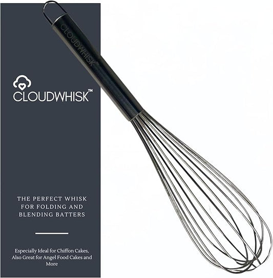 CLOUDWHISK™ 14-Inch Professional Balloon Large Stainless Steel Metal Cake Whisk. Specially designed for Folding and Blending Cake Batters to Achieve Fluffier Cakes