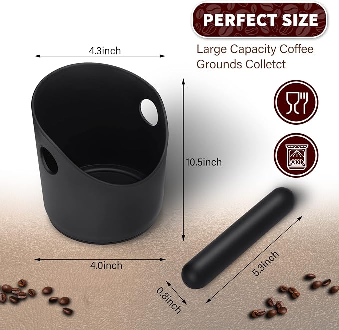 HOMEE Espresso Knock Box Coffee Grounds Container with Removable Knock Bar | Espresso Dump Bin with Non-Slip Base,Shock-Absorbent Espresso Accessories,Durable Barista Tool for Coffee Bar Kitchen Counter