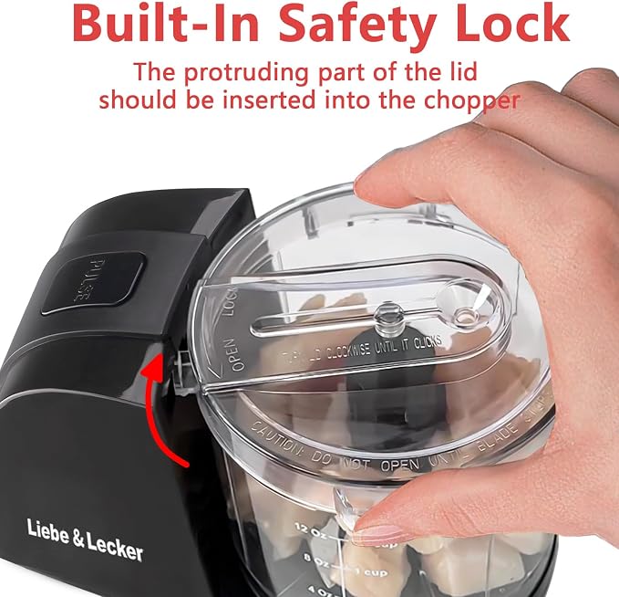 Liebe&Lecker Mini Food Processor 1.5 Cup Small Chopper Electric Mincer | Vegetable Chopper For Onions Garlic Meat Food, Chopper Container For Dicing, Mincing & Puree, Dishwasher Safe Compact Size