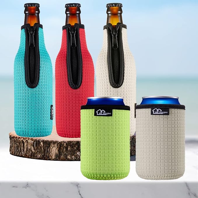 Beer Bottle Sleeve Insulators 12oz 330ml Standard Beer Bottle Cooler Covers Zip-up Bottle Jacket 12OZ Standard Can Sleeves Coolie Neoprene Insulator (Grey)