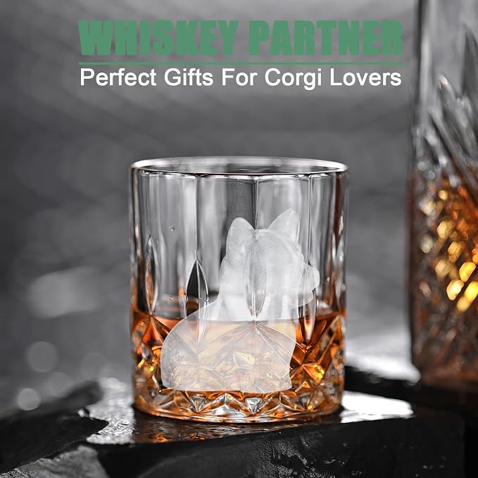 Corgi Dog gifts 3D Ice Cube Mold, Admaison Ice Cube Tray with Funnel for Cocktails, Bourbon,Brandy, Whiskey Gifts for Men, Silicone Fun Shapes Black (Corgi)