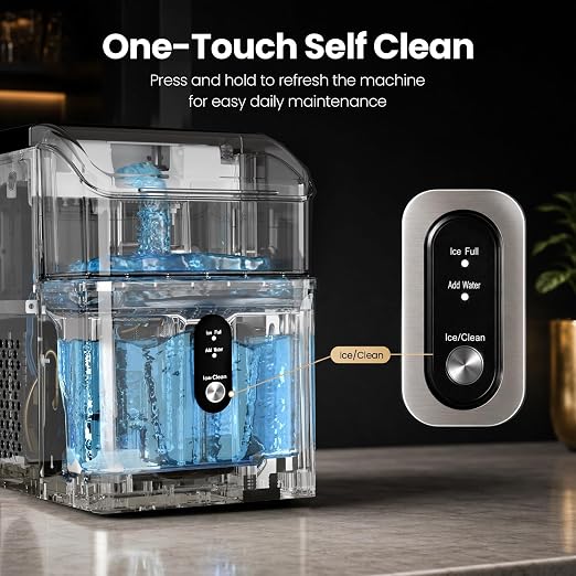 Kismile Nugget Ice Maker Countertop,33Lbs/24H Ice Machine with Chewable Ice,Self-Cleaning Portable Ice Maker with One-Click Operation,for Home/Kitchen/Office(Silver)