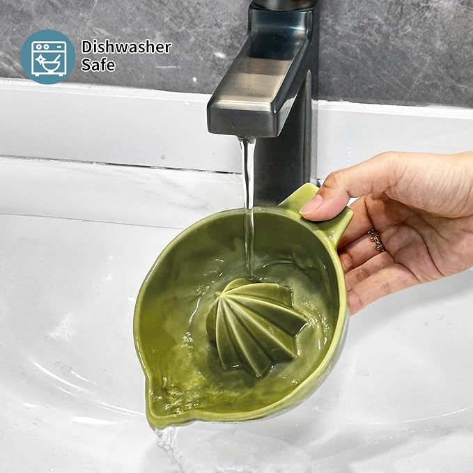Ceramic Lemon Juicer Reamer Manual Citrus Lime Hand Squeezer Bowl Handheld | with Handle and Pour Spout, Easy to Use and Clean, Dishwasher Safe