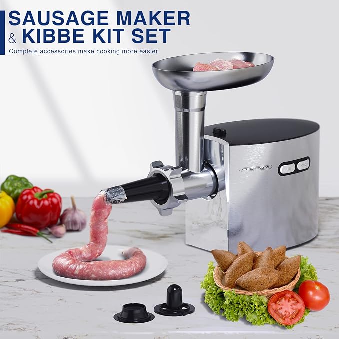 Meat Grinder, 2800W Max Meat Grinder Electric, ETL Approved Heavy Duty Meat Mincer Machine with 2 Blades, 3 Plates, Sausage Stuffer Tubes & Kubbe Kit for Home Kitchen Use