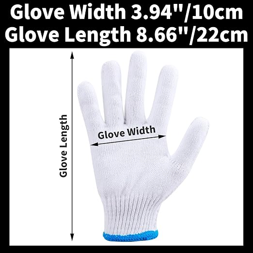White Gloves Men Women, 12 Pairs Cooking Gloves for BBQ, Cooking, Grilling, Oven, Heat Resistant, Mechanics, Welding, Gardening Field Dressing Safty Work Gloves Bulk, Medium