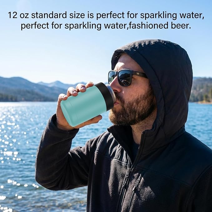 Can Cooler 12 OZ Beer Holder, Stainless Steel Beverage Can Insulator | Standard Size Cans Holder with Vacuum Insulated, Metal Koozie for Cans, Mint Green