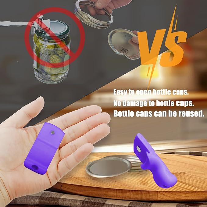 Mason Jar Opener Canning Tool,Canning Jar Opener, Releases Vacuum Seal on Wide Mouth and Regular Mouth Lids,Magnetic Jar Lid Lifter for Canning. Pickling and Home Food Storage (Purple)
