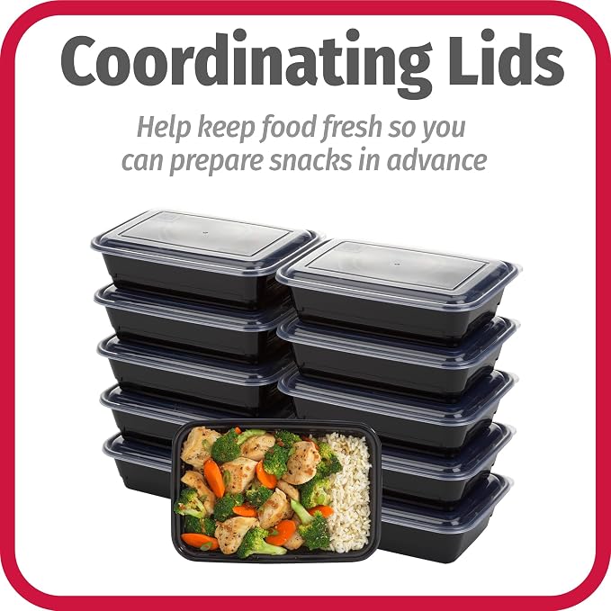 GoodCook Meal Prep Containers, Single Compartment 10-Pack | BPA-Free Reusable Food Storage, Microwave & Freezer Safe, Stackable Meal Prep Containers for Lunches and Snacks