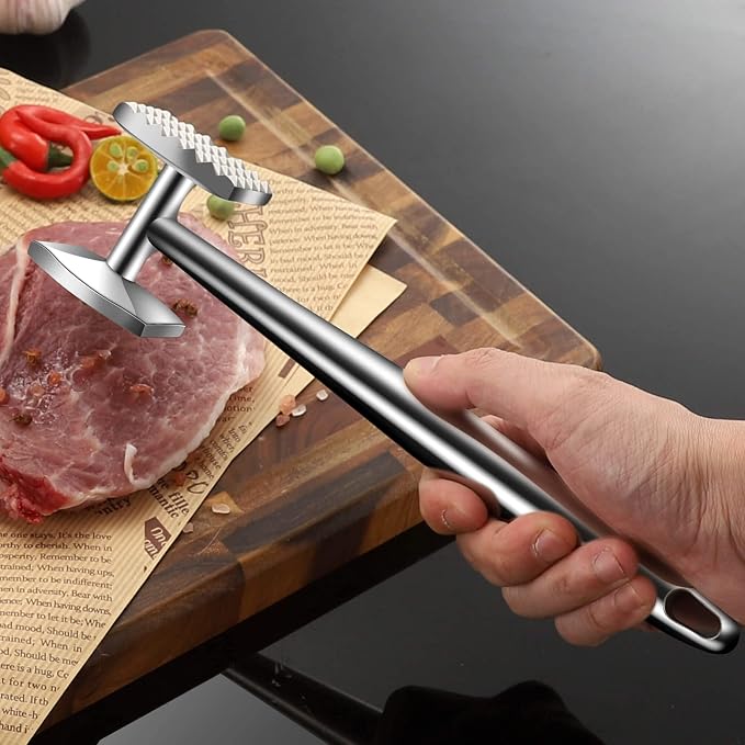 Aliglow Meat Tenderizer 304 Stainless Steel Hammer Mallet Tool Pounder Flattener For Tenderizing and Pounding