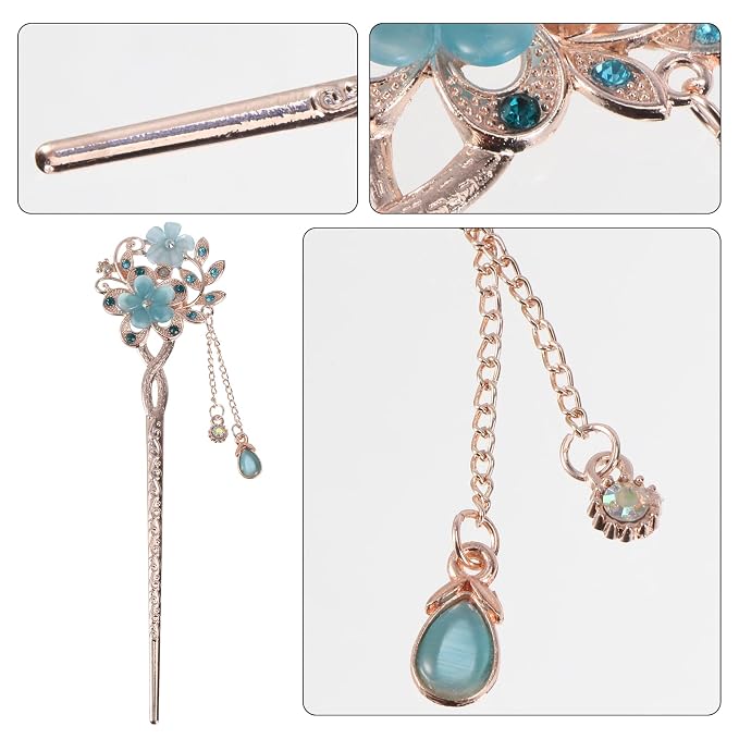 Japanese Chinese Hair Stick Metal Hair Clips for Wedding Hair Styling Flower Hair Chopsticks Vintage Hanfu Pins Hair Chopsticks Bun Updo Holders for Women Girls