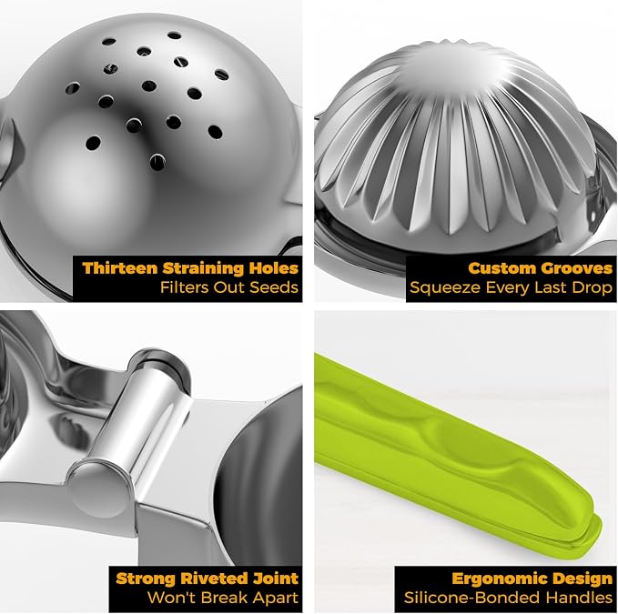 Lemon Squeezer 304 Stainless Steel Large Metal Manual Citrus Juicer