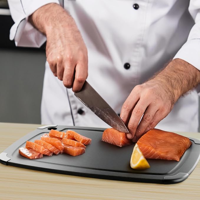 Dishwasher Safe Cutting Boards for Kitchen - Extra Large 18" x 12" Composite Wood Cutting Board with Juice Groove, Non-Slip Feet & Lightweight Eco-Friendly Design - Slate Black