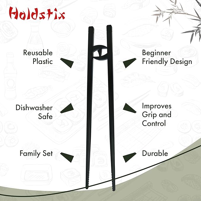 Easy-to-Use Reusable Chopsticks for Adults w/ Helper Design, 4 Pcs