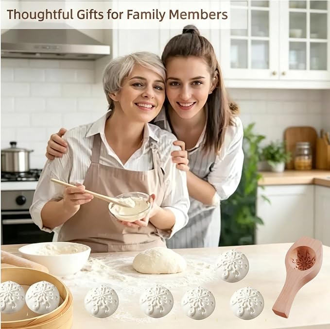 Wooden Bao Bun Maker | Handcrafted, Food-Grade Hardwood, Multi-Purpose, Ergonomic Handle, Non-Stick Surface