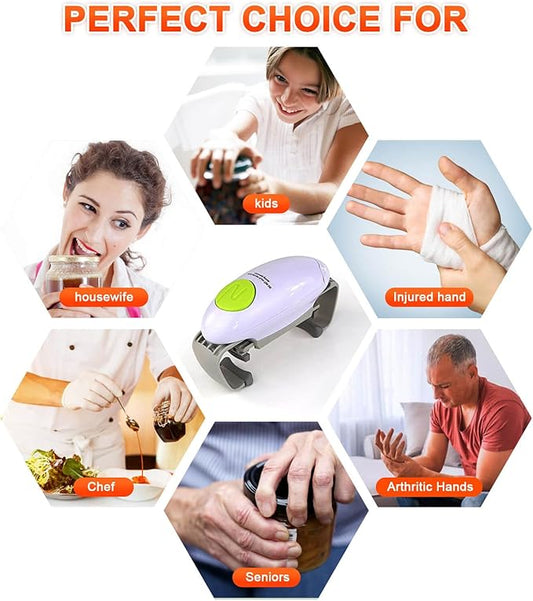 Electric Jar Opener for Arthritis Hands, Automatic Glass Jar Opener for Seniors, Bottle Opener for Weak Hands RA Suffers, Powerful Kitchen Gaget Suitable for Different Sizes of Jars