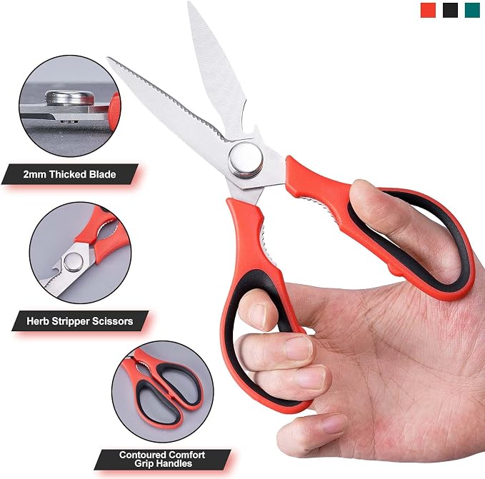 3-Pack Kitchen Scissor All Purpose Kitchen Shears Heavy Duty Scissors Stainless Steel Dishwasher Safe Cooking Scissors, Kitchens Utensils removable for Cutting Meat, Chicken,Fish, Vegetable