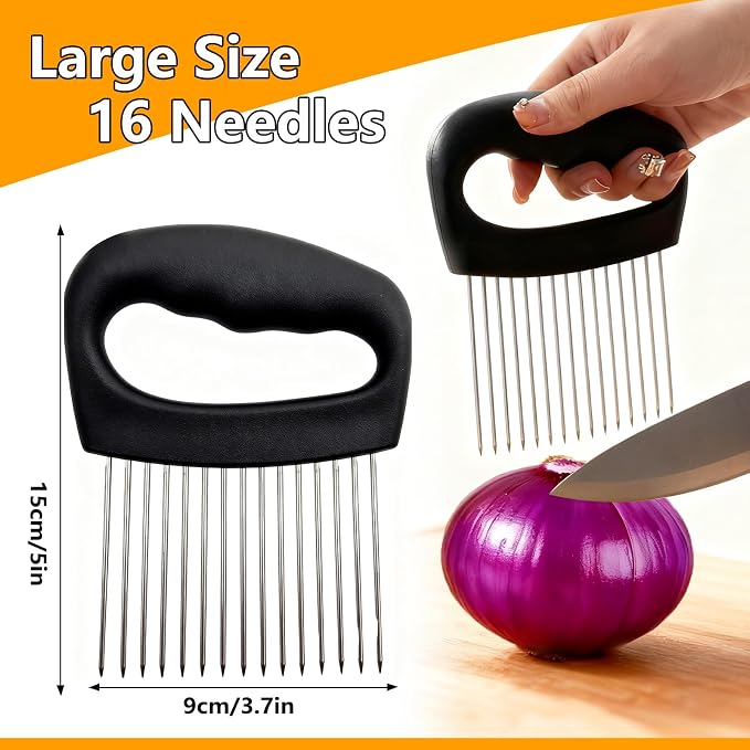 Onion Holder for Slicing Meat Tenderizer Extra Large Onion Slicer Holder Cutter Vegetable for Potato, Tomato, Lemon, Kitchen Food Slicer Guide with 16 Long Needles