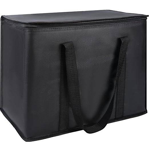 1-Pack Insulated Reusable Grocery Shopping Bags, X-Large, Black | Insulated Food Delivery Bag, For Drivers/Catering/Rideshare, Commercial Food Warmer, Tote Cooler Bags, Heavy Duty, Picnic