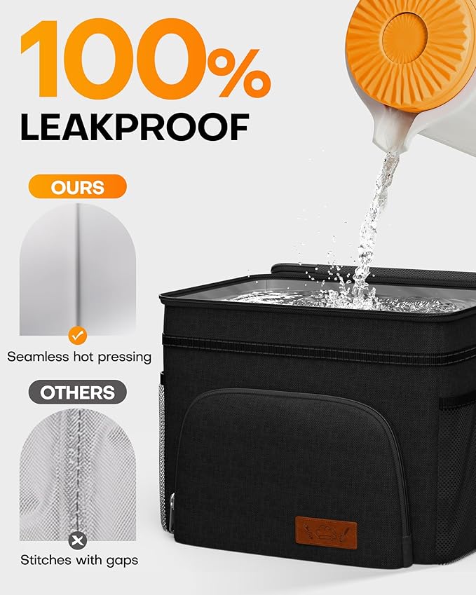 HOTOR Insulated Lunch Box Men Women Leak-Proof Cooler Lunch Bag 15L | 4 Pockets, Adjustable Strap, Ideal for Work, Picnic, Travel, Camping, Gift