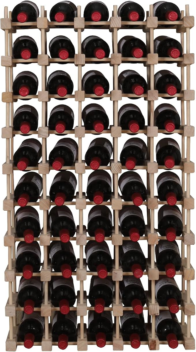 Wine Rack Small countertop Cabinet Stackable Storage Wooden freestanding Floor Wine Holder (50 Bottles)