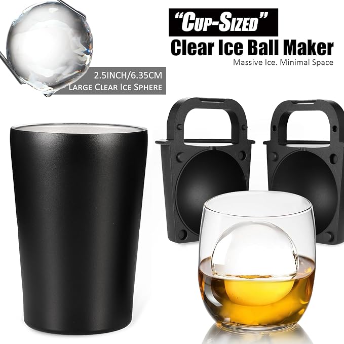 Clear Ice Cube Maker - 2.5" Large Whiskey Ice Ball Mold, Slow-Melting Crystal Clear Sphere Ice Balls for Whiskey & Cocktails, Reusable BPA-Free Silicone Ice Mold with Easy Release Design, 1 PC