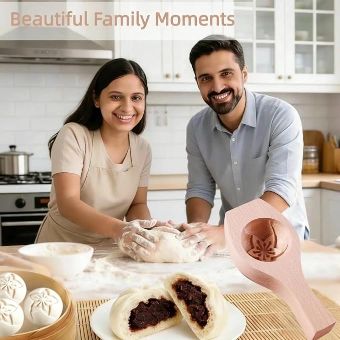Wooden Bao Bun Maker | Handcrafted, Natural Hardwood, Multi-Purpose, Ergonomic Handle, Food-Safe