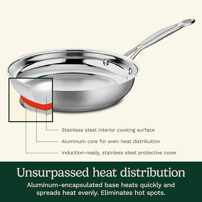 Cuisinart 7-Piece Stainless Steel Pots and Pans Set, Cookware Set Compatible with Induction, Electric, Gas Cooktops, Aluminum Core for Quick Even Heat, Cool Grip Handles, Dishwasher Safe, Oven Safe | Dishwasher-safe pots and pans set with oven/inductio...