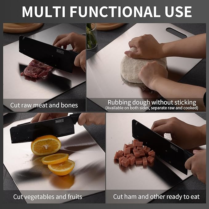 Katuchef Titanium Cutting Board 2025 New Upgrade Pure Titanium Cutting Boards for Kitchen Double Sided Cutting Boards Non Toxic,Hygiene Durable Chopping Board Suitable for Dishwasher Safe(13.38*9.05)