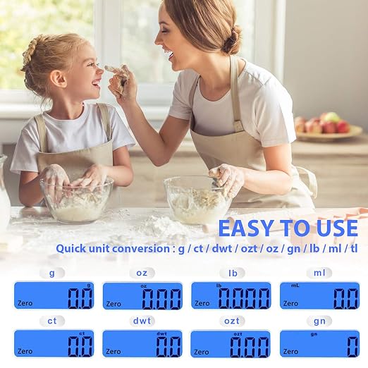 Digital Food Kitchen Scale, 3000g/0.1g High Accuracy Mini Pocket Scale Measures in Grams and oz for Cooking, Baking, Jewelry, Tare Function,2 Trays, LCD Display (Batteries Included)