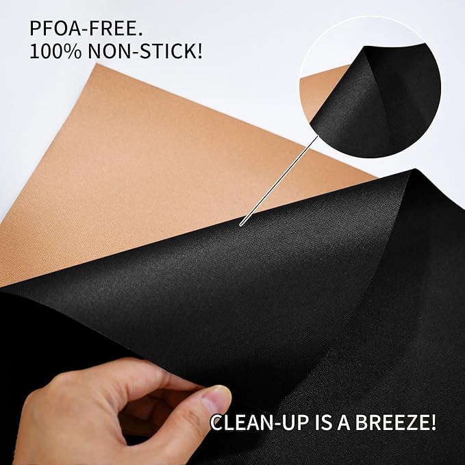 Grill Mats for Outdoor Grill, Set of 8 （4 Black+4 Copper）BBQ Grill Mat for Outdoor Gas Grill, Non-Stick Cooking Sheets, 15.75 X 13 Inch