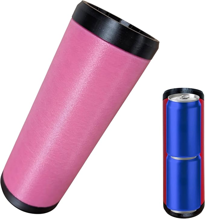 Beerzooka Double Tactical Reload Can Holder, Pink | Fits 2 STANDARD 12oz Cans, Made in USA, 3D-Printed Plastic, Black Rim Design, For Camping and Tailgating