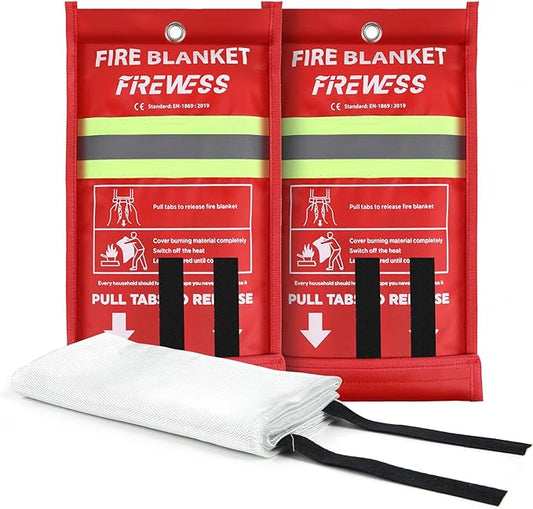 Emergency Fire Blanket, Flame Retardant Fire Blankets Emergency for Home, Kitchen, Car, Office, Grill (Fiberglass-2pack)
